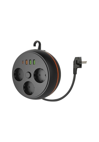 Büro Ev Ofis Yazlık İçin 3soket 3usb 1type-c Girişli Akım Korumalı Makaralı Priz Diğer