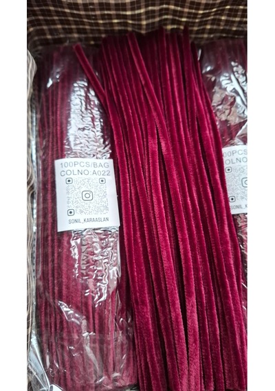Renk Kod A022 Şönil 100 Lü Vişne Bordosu 30 Cm - Yoğun Tüylü Hobi Çubuğu Tel 100 Lü Paket