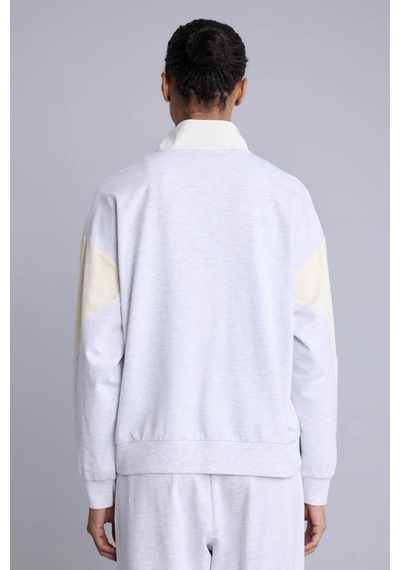 Defacto Nba Oversize Yarım Fermuarlı Basic Gri Kadın Sweatshirt H4232ax/gr421