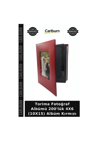 Torima Fotoğraf Albümü 200'lük 4x6 10x15 Albüm Kırmızı Anı Saklama Hatıra Defteri Kare Model