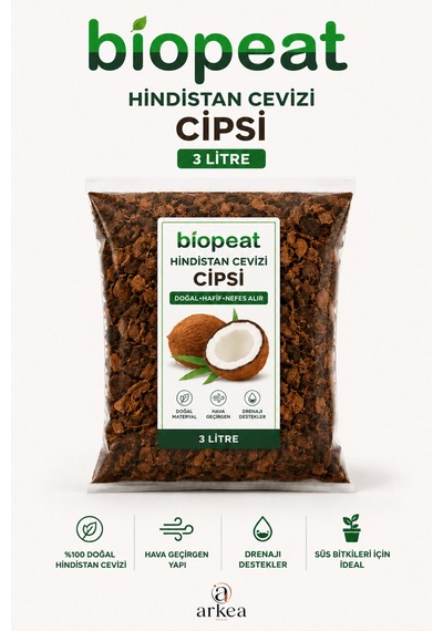 Hindistan Cevizi Cipsi Coco Husk 3 Litre Orkide Ve Saksı Bitkileri İçin 1000