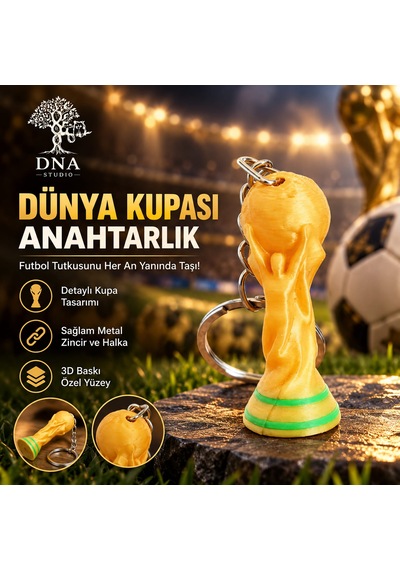 Dünya Kupası Anahtarlık Altın Renk Futbol Kupası Figürü Gümüş