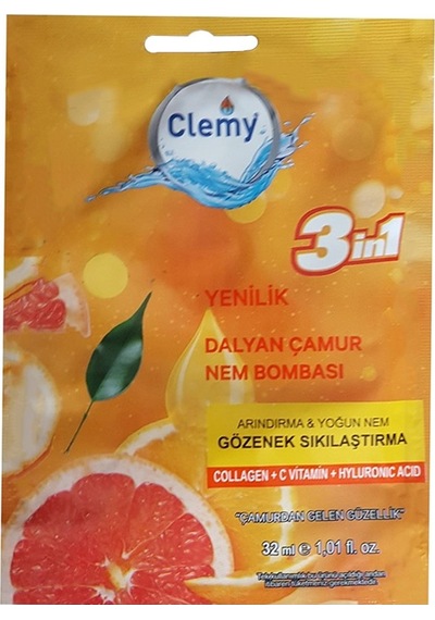 Clemy Dalyan Çamur 3In1 Nem Bombası Maskesi 32Ml Clemy Dalyan Çamur 3In1 Nem Bombası Maskesi 32Ml