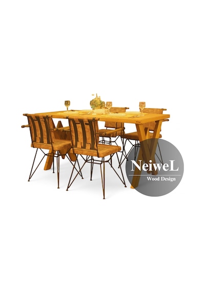 Neiwel Garden Venus Doğal Ahşap Bahçe Yemek Masası-100-320 Açık Ceviz