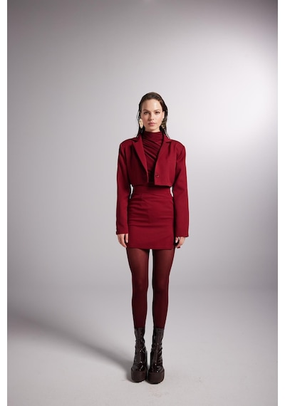 Holly Lolly Yırtmaçlı Mini Panky Etek Bordo
