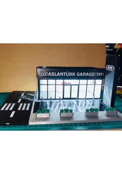 Led Işıklı Showroom & Servis Dioraması - Kişiye Özel İsimli Ve Logolu Galeri Otopark Maketi