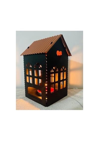 Fener Mumluk Ev Model Lüx, Metal, Siyah, 12 Cm Yükseklik Diğer