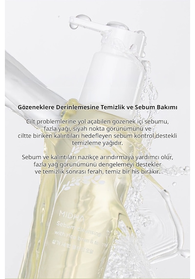 Midha Rice Bran & Tea Tree Sebum Dengeleyen Arındırıcı Makyaj Temizleme Yağı 150 ML