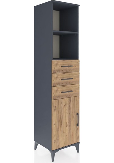 Hyperion Dolap 3 Raflı 3 Çekmeceli Tek Kapaklı 44x44x195 Antrasit-çam Antrasit