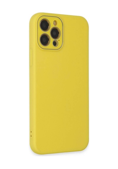 Mey İthalat iPhone Uyumlu 12 Pro Max Kılıf Lansman Glass Kapak - Sarı