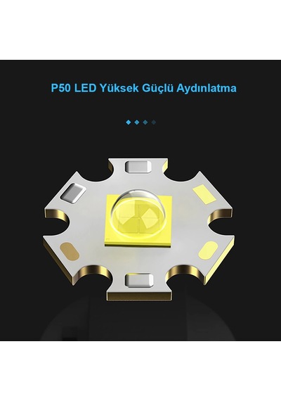3000 Lümen Güçlü El Feneri Wt-600 Açık Gri