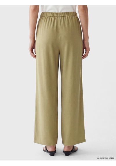 Lcw Modest Haki Beli Lastikli Keten Karışımlı Kadın Pantolon