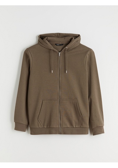 Lcwaıkıkı Classic Haki Kapüşonlu Uzun Kollu Erkek Fermuarlı Sweatshirt