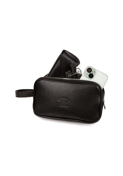 Newish Polo Erkek Siyah Deri Portföy Clutch Traş Kozmetik Bakım Ve Günlük El Çantası New277 Kahverengi