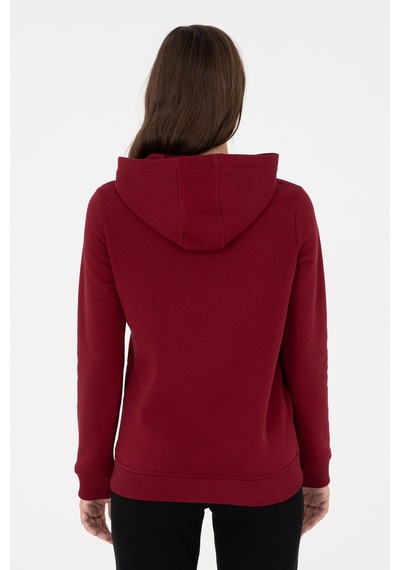 U.S. Polo Assn. Kadın Bordo Basic Kapüşonlu Sweatshirt 50289536-VR014