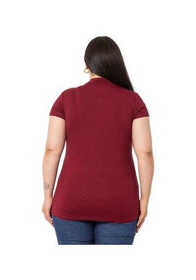 Disentis Büyük Beden Yarım Balıkçı Kısa Kollu Viskon Bordo Body-bordo Bordo