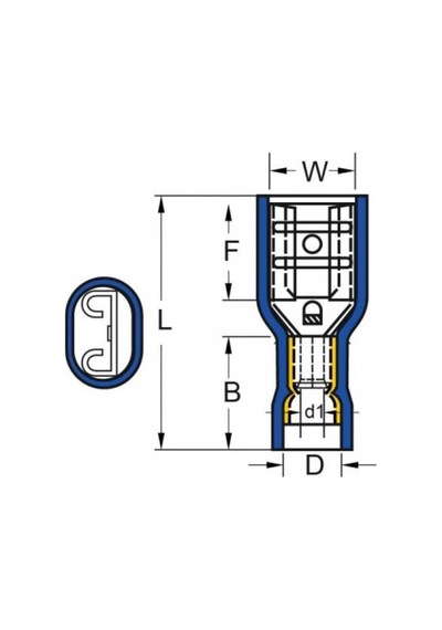 Tpfd - 2638 1.5-2.5mm2 Tam İzoleli Dişi Faston Tip Kablo Ucu Mavi - 100 Adet