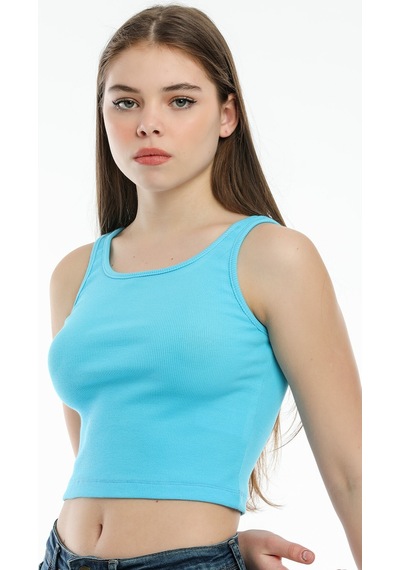Kadın Crop Örme Atlet-tişort Spr21y12 001