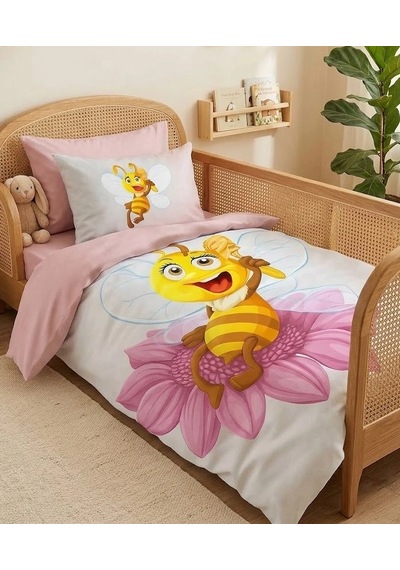 Biçomi Lady Bee %100 Doğal Pamuk Antialerjik & Nefes Alan Yenidoğan Bebek Nevresim Takımı Çok Renkli