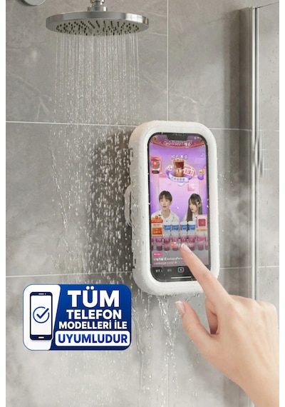 Su Geçirmez Duş İçi Telefon Kabı Suya Dayanıklı Hareketli Telefon Tutucu Banyo Standı 19 cm