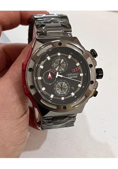 Ferrucci Koyu Füme Renk Fonksiyonları Aktif Takvimli 44mm Kasa Çap Erkek Kol Saati Kırmızı