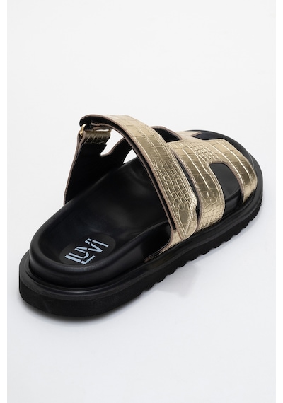 Luvishoes Luvi Shoes Loana Altın Baskı Hakiki Deri Kadın Terlik Altın