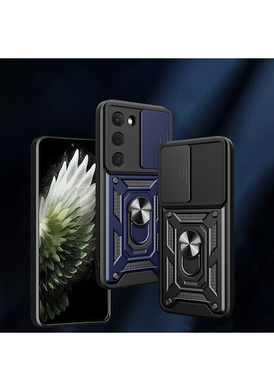 Ardemix Tecno Spark 40 Pro Kılıf Magnetik Standlı Kamera Korumalı Zore Sürgülü Vega Kapak - Siyah