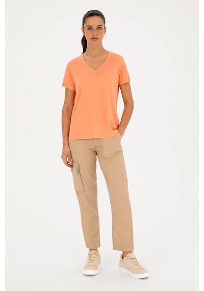U.S. Polo Assn. Kadın Somon V Yaka Tişört 50286055-VR047
