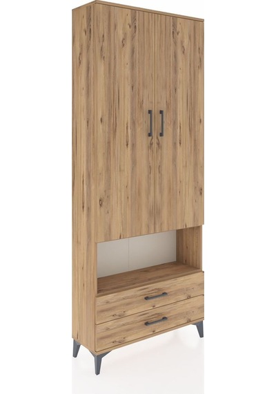 Arges Dolap 4 Raflı 2 Çekmeceli 2 Kapaklı 88x30x221 Çam-çam Atlas Çam