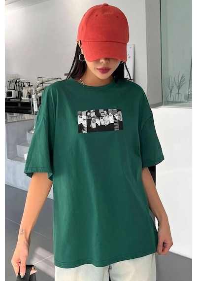 Unisex Naruto Baskılı T-shirt Yeşil