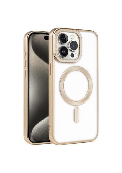 Apple Uyumlu iPhone 15 Pro Max Kılıf Pütür Dizayn Magsafe Şeffaf Krns Case