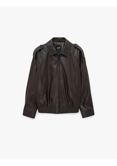 Koton Uzun Kollu Apoletli Cepli Fermuarlı Suni Deri Oversize Bomber Ceket Kahverengi 7wak20008ew Kahve Koton Uzun Kollu Apoletli Cepli Fermuarlı Suni Deri Oversize Bomber Ceket Kahverengi 7wak20008ew Kahve