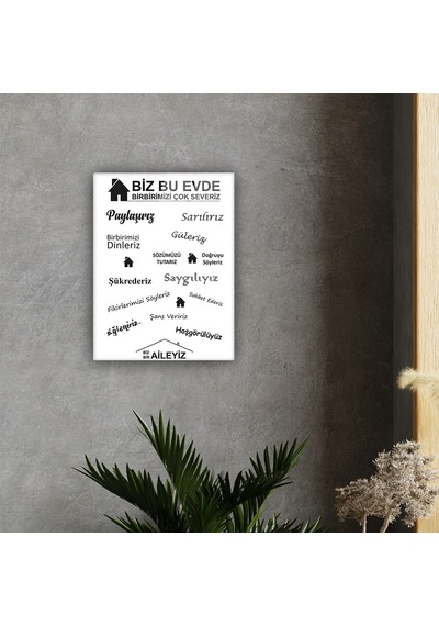 Decorita Cam Tablo | Biz Bir Aileyiz - Beyaz  Fon