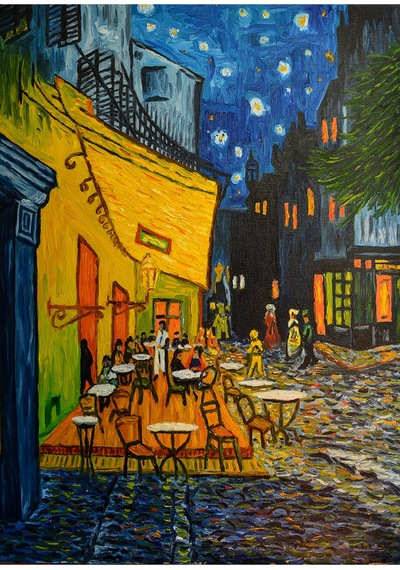 Vincent Van Gogh Cafe Terrace At Night Poster Duvar Kağıdı Renkli