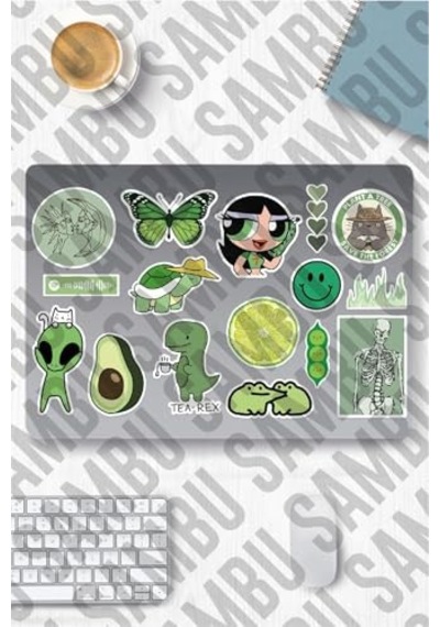 Green Aesthetic Temalı Sticker Etiket Seti 1 - Yeşil Sticker - Laptop Notebook Telefon Genel