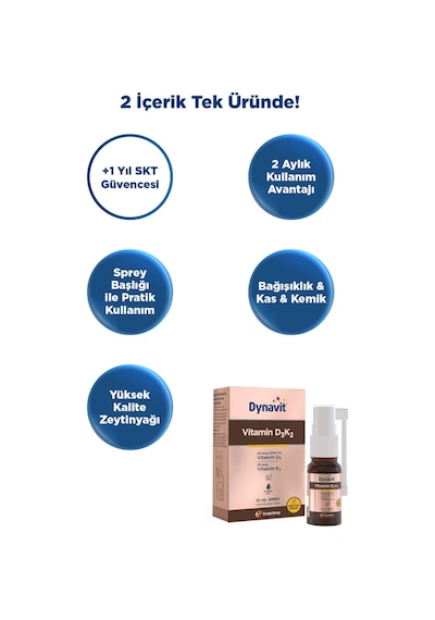 Dynavit Vitamin D3k2 10 Ml Sprey 1000ıu D3 & 20mcg K2 Vitamini - Kas & Kemik & Bağışıklık