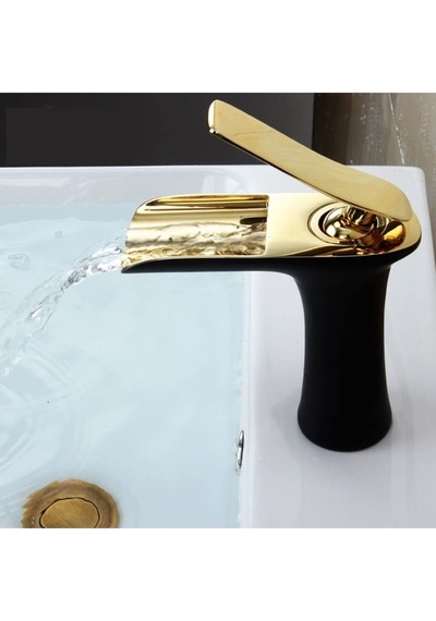 Lpd Lider Siyah Gold Şelale Lavabo Bataryası Gold