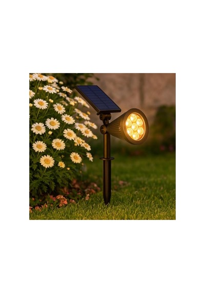 Güneş Enerjili 7w Amber Led Bahçe Aydınlatma - Suya Dayanıklı Tasarım 10 Parça Siyah