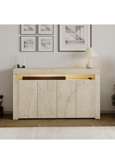 İnarch Dizayn Batı Led Işıklı Konsol Modern 4 Kapaklı Tv Konsolu - Tv Ünitesi Traverten İnarch Dizayn Batı Led Işıklı Konsol Modern 4 Kapaklı Tv Konsolu - Tv Ünitesi Traverten