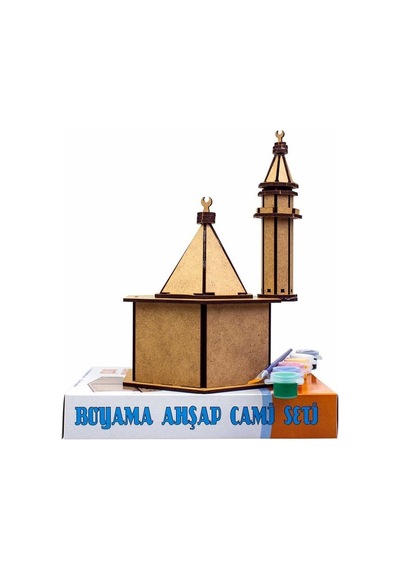 Cami Boyama Seti Ahşap 1 Paket Mdf Cami Maketi Akrilik Boya Ve Resim Fırçası