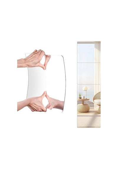 Kendinden Yapışkanlı Akrilik Mıknatıslı Ayna - 30x30 Cm Açık Gri