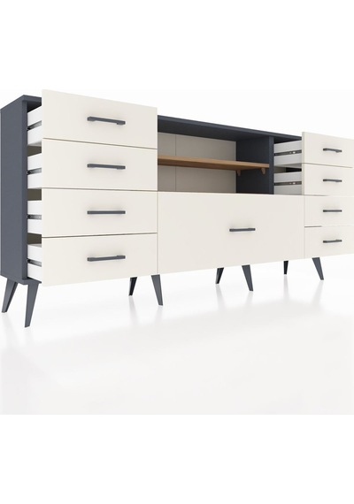 Arges Konsol 2 Raflı 9 Çekmeceli 176x30x83 Antrasit-çam/aytaşı Çam/aytaşı Arges Konsol 2 Raflı 9 Çekmeceli 176x30x83 Antrasit-çam/aytaşı Çam/aytaşı