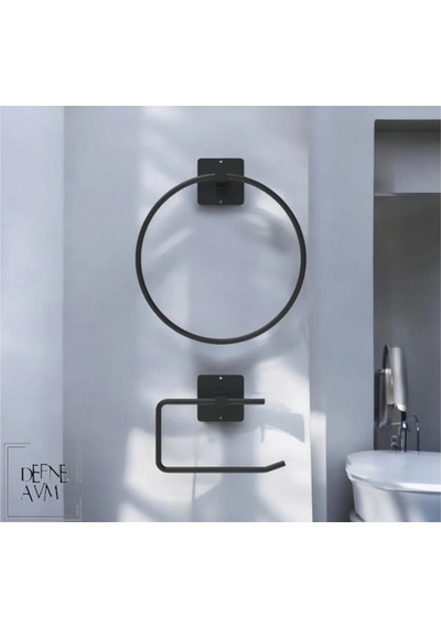 Yapışkanlı Vidalı Yuvarlak Havluluk Tuvalet Kağıdı Askısı Wc Kağıdı Tutacağı Havlu Askısı Metal Siya Diğer