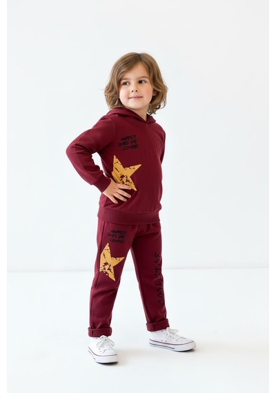Miababy Cool Star Baskılı 2 Li Takım Bordo
