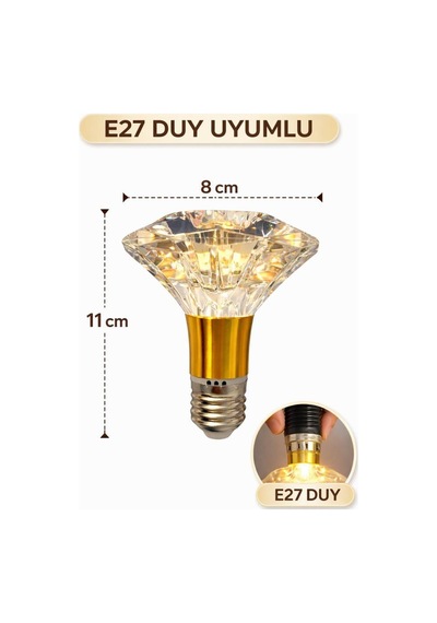 Ledolet 4w Kristal Diamond Led Ampul Sarı Işık 3000k - E27 Dekoratif Led Lamba