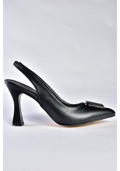 Fox Shoes P250148209 Siyah Tokalı Kalın Topuklu Kadın Ayakkabı Siyah