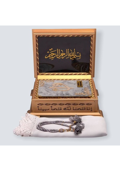 Gold Sandıklı Hafız Boy Kur'An-I Kerim Seti Set(Gri)