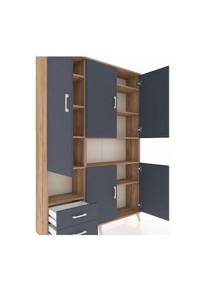 Arges Dolap 10 Raflı 2 Çekmeceli 5 Kapaklı 132x30x195 Çam-antrasit/antrasit Antrasıt/antrasıt