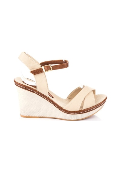 Fox Shoes Bej Kadın Dolgu Topuklu Ayakkabı 9674040205