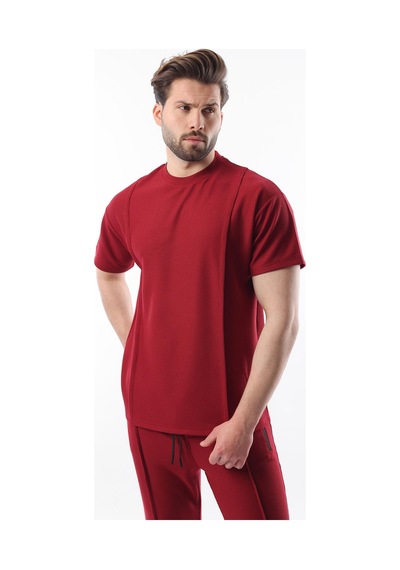 Madmext Bordo Önü Pileli Overfit Erkek Takım E7304 Bordo